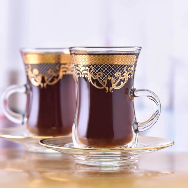 طقم بيالات شاي بيد ل6 أشخاص ترينا مذهب