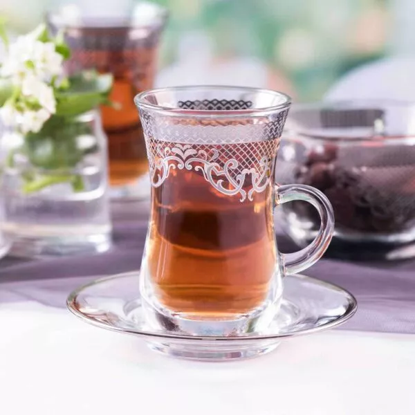 طقم بيالات شاي بيد ل 6 أشخاص ترينا  بلاتيني 