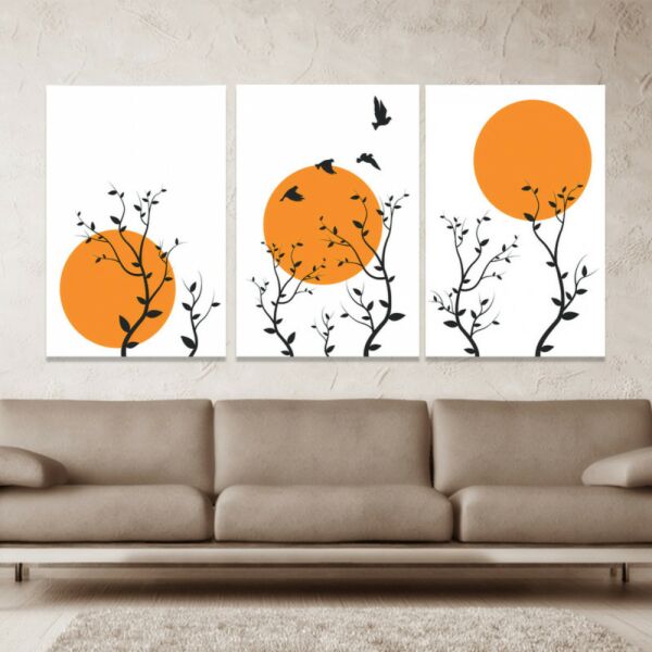 طقم لوحة جدارية فنية لوكس لتزيين الحائط 3 قطع - متعدد الالوان 