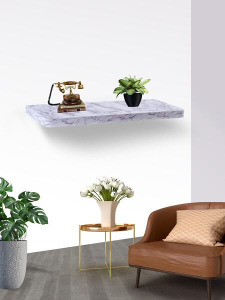 رف جداري رواندوس طول 60 سم لون رخامي فاتح