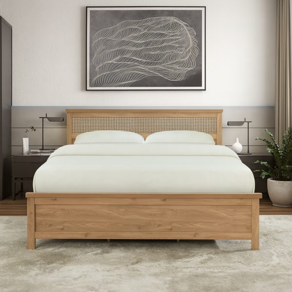 سرير كوين راتان 150X200 سم - بني فاتح