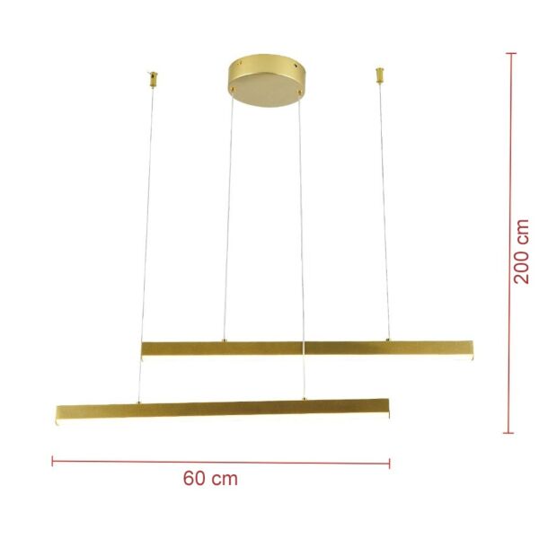 إنارة معلقة معلقة خطين مودرن - ذهبي