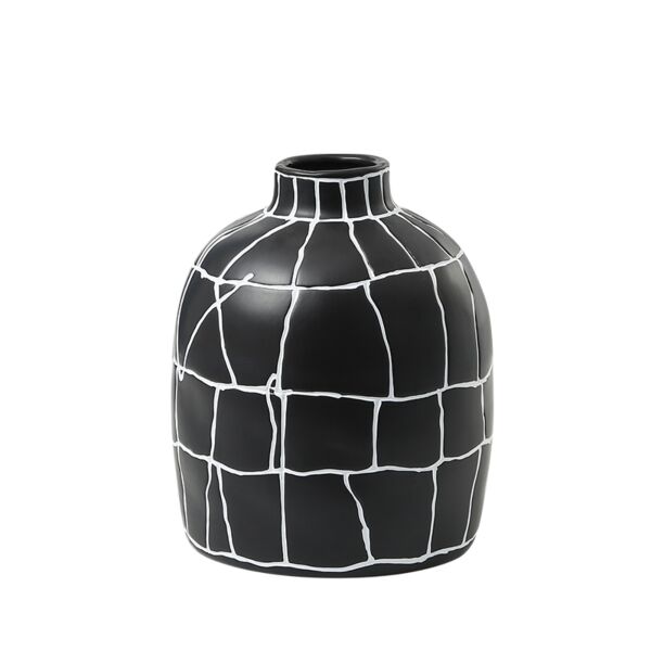 فازة وايت لاين عنق ضيق  - أسود