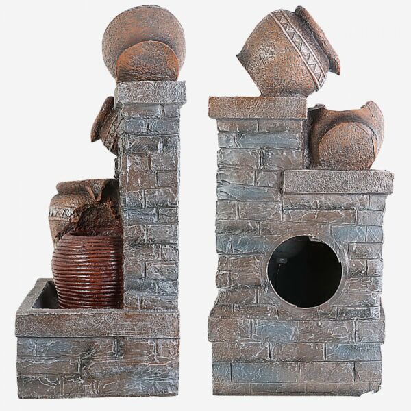 شلال نافورة الجدار مع جرة بإضاءة ليد