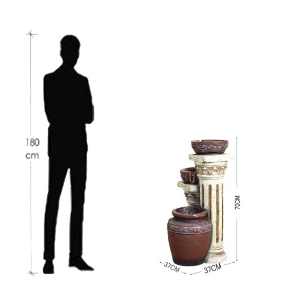 شلال نافورة جرة مع الأعمدة بإضاءة ليد