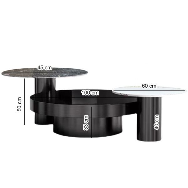 طاولة قهوة 3 قطع اشورا - اسود