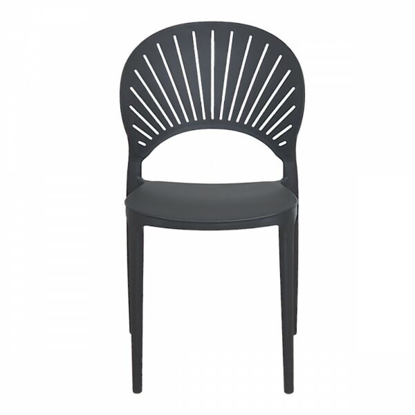 كرسي بلاستيك فايبر ظهر سادة إيكارد لون أسود