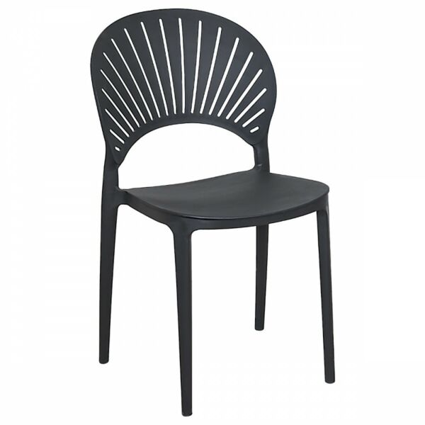 كرسي بلاستيك فايبر ظهر سادة إيكارد لون أسود