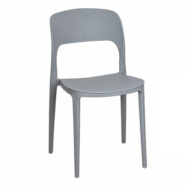 كرسي بلاستيك فايبر ظهر سادة كريس لون رمادي 