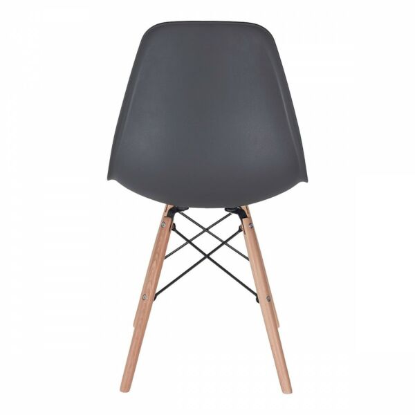 كرسي بلاستيك قوائم خشب وحديد لون أسود وبيج 