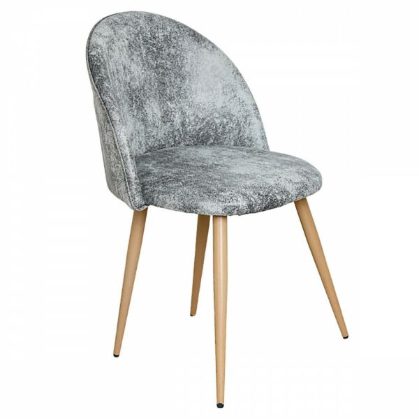 كرسي طاولة طعام جلد ظهر عريض - رمادي