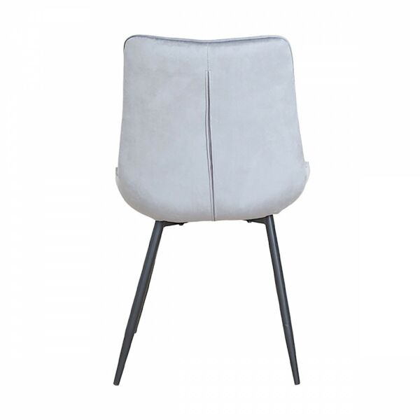 كرسي قطيفة  ظهر مخيط وقوائم حديد لون رمادي 