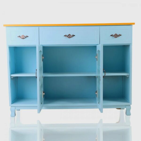 ركن قهوة مصنوع من الخشب للمطبخ وغرفة المعيشة سماوي وبرتقالي