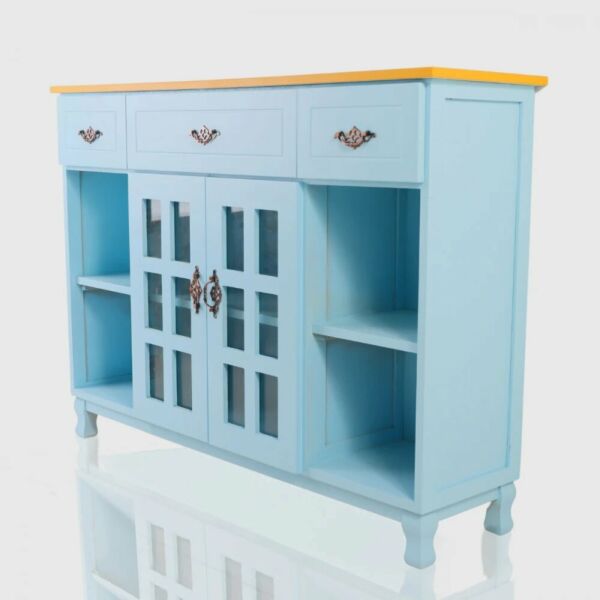 ركن قهوة مصنوع من الخشب للمطبخ وغرفة المعيشة سماوي وبرتقالي