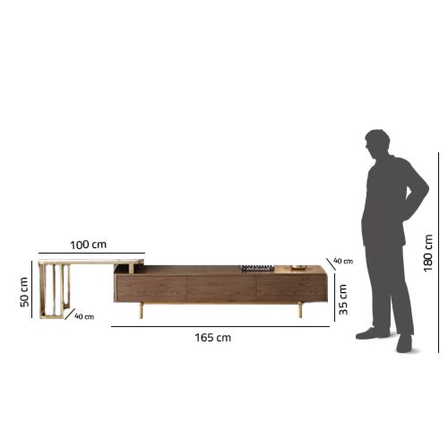 طاولة تلفزيون مودرن كروسد ديزاين -  بني 