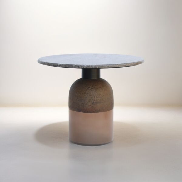 طاولة جانبية رخام ترافنتينو طبيعي - بني ومتعددالالوان