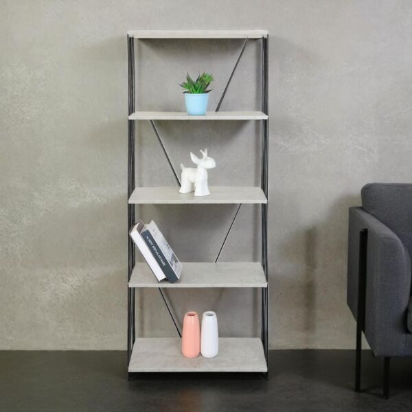 وحدة رفوف هيلين خشب ماليزي 5 ادوار  متعددة الإستخدام رمادي