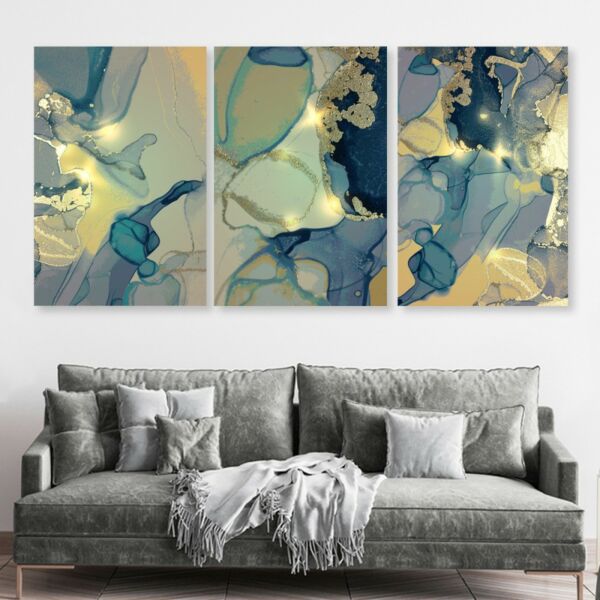 لوحة جدارية فنية بتصميم تجريدي ارلاند - ثلاث قطع - مقاس 120x60 سم