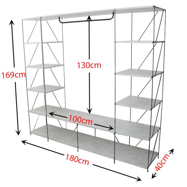 وحدة تخزين رفوف دانيل خشب ماليزي متعددة الإستخدام رمادي 