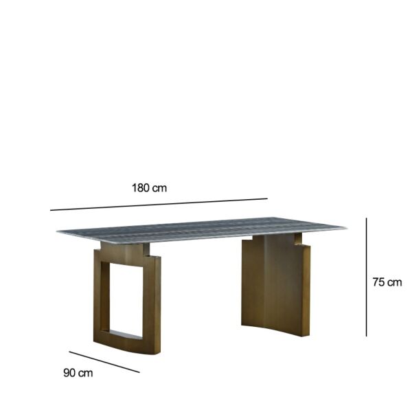 طاولة طعام جوان 6 اشخاص - رمادي ونحاسي