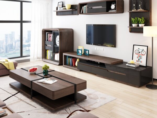 طاولة قهوة بمساحة تخزين سايد درورز- بني