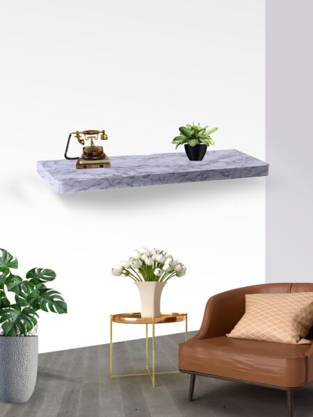 رف جداري رواندوس طول 100 سم لون رخامي فاتح