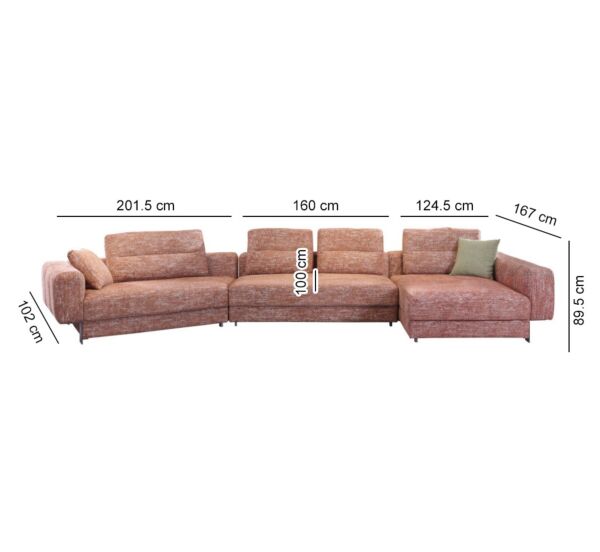 كنب زاوية بلش فورما - برتقالي
