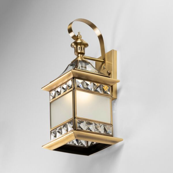 فانوس سور نحاسي راقي صغير مربع ثلجي