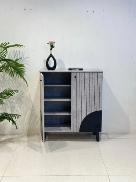 خزانة أحذية 2 باب مارفيل - رمادي واسود