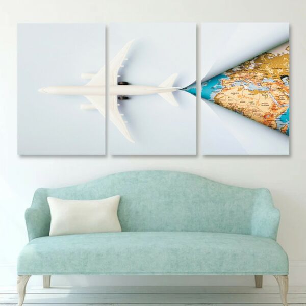 طقم لوحات جدارية فنية وايت بلين 3 قطع - متعدد الالوان
