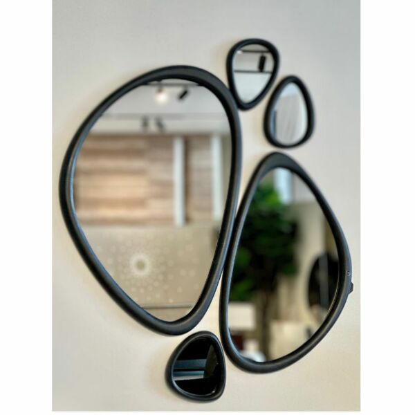 مرأة 5 قطع بأطار خشبي نورسين آيسل - اسود