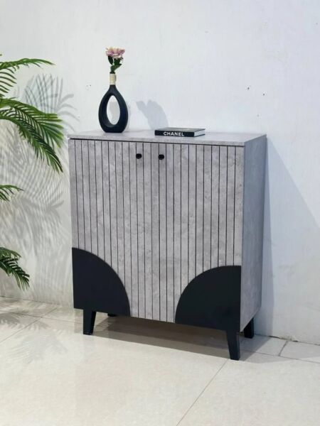 خزانة أحذية 2 باب مارفيل - رمادي واسود