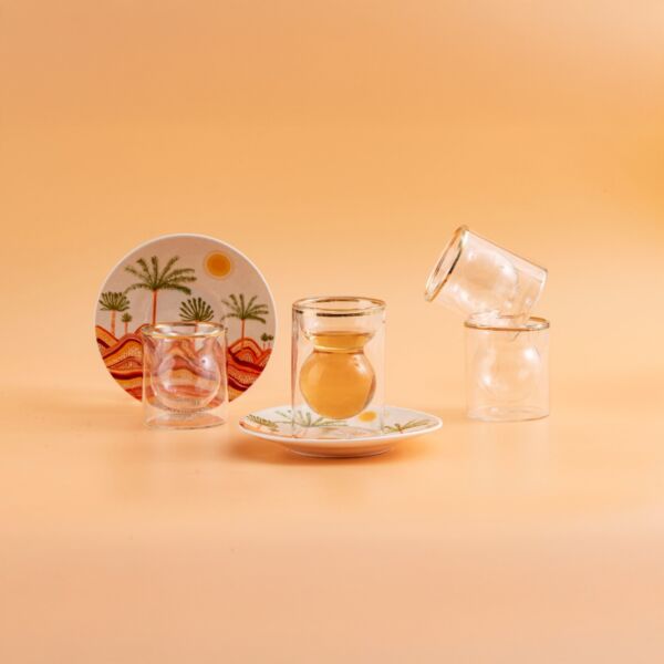 طقم بيالات شاي وقهوة  صحارى 18 قطعة - متعدد الالوان