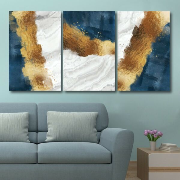 لوحة جدارية فنية بتصميم تجريدي جيدا - ثلاث قطع  - مقاس 120x60 سم