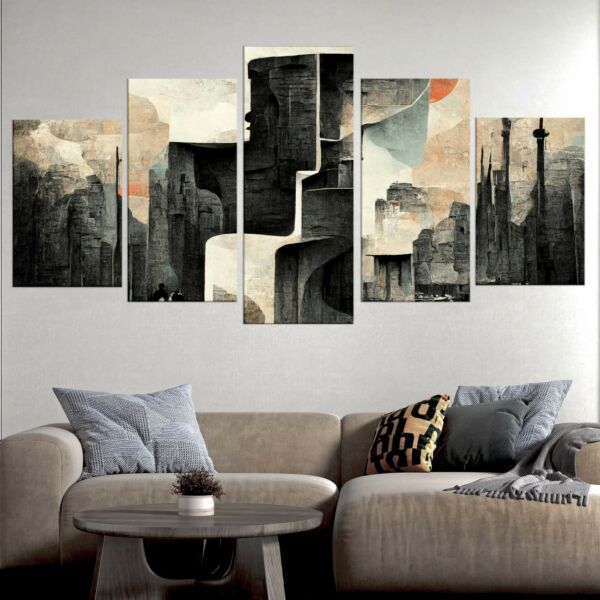 لوحه جدارية كانفس اولد تاون - مقسمة - 5 قطع