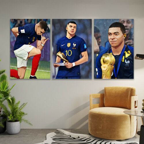 لوحة جدارية فنية بتصميم رياضة - ثلاث قطع - مقاس 120x60 سم