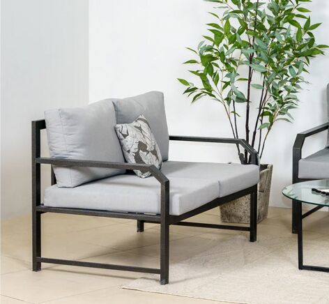 كنب جلسة خارجيه ثنائي نيس - رمادي