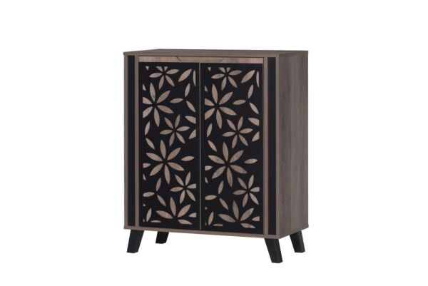 خزانة أحذية بابين مورانيا خشب ماليزي بني وأسود