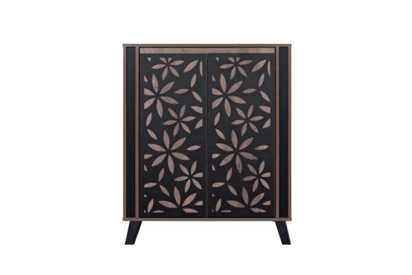 خزانة أحذية بابين مورانيا خشب ماليزي بني وأسود