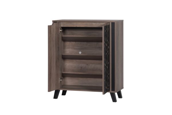 خزانة أحذية بابين مورانيا خشب ماليزي بني وأسود