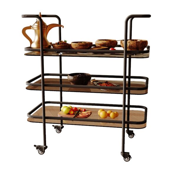 عربة خدمة دوارة ثلاثية الطبقات فنسيل