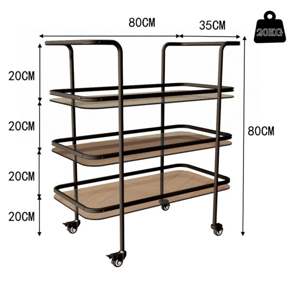 عربة خدمة دوارة ثلاثية الطبقات فنسيل