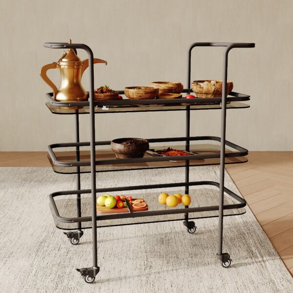 عربة خدمة دوارة ثلاثية الطبقات فنسيل