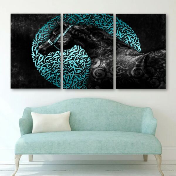 طقم لوحات جدارية فنية هيسك لتزين الحائط بتصميم حيوانات ثلاث قطع-متعدد الالوان