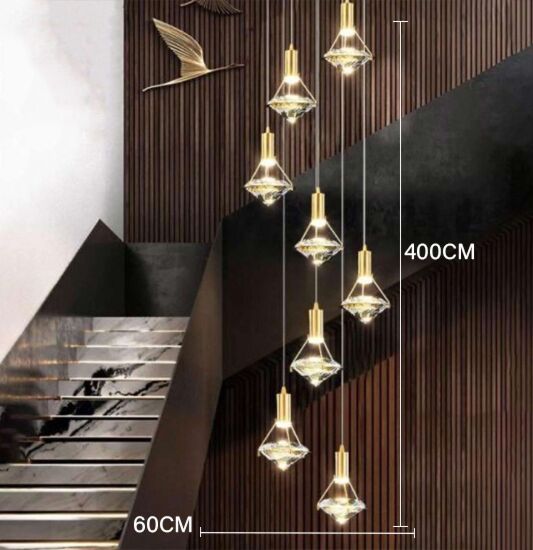 إنارة معلقة ستاري كريستال للدرج - ذهبي