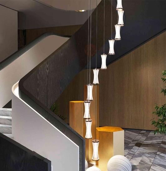 إنارة معلقة كلاسيدرا للدرج - ذهبي