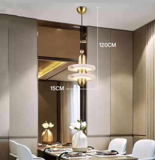 إنارة معلقة ويندي رخام - أبيض وذهبي