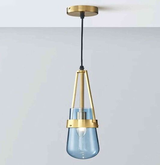 إنارة معلقة سينلا - ذهبي وزجاج أزرق