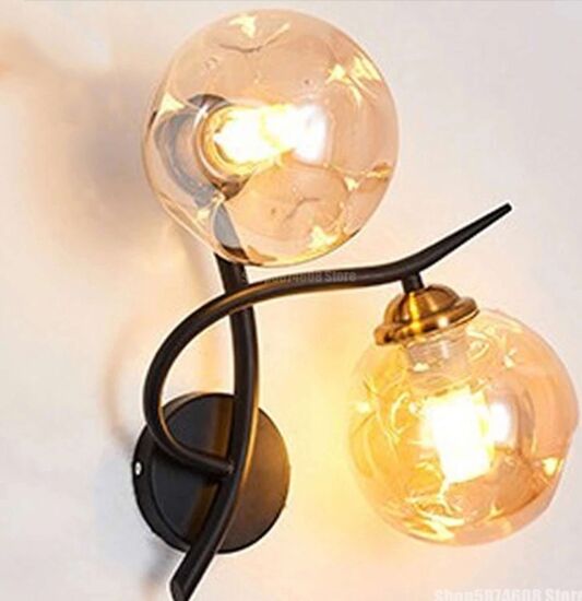 اضاءة جدارية ثنائية - عسلي و اسود