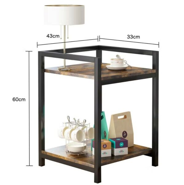 طاولة جانبية آنشي كلاسيكية طبقتين - بني وأسود